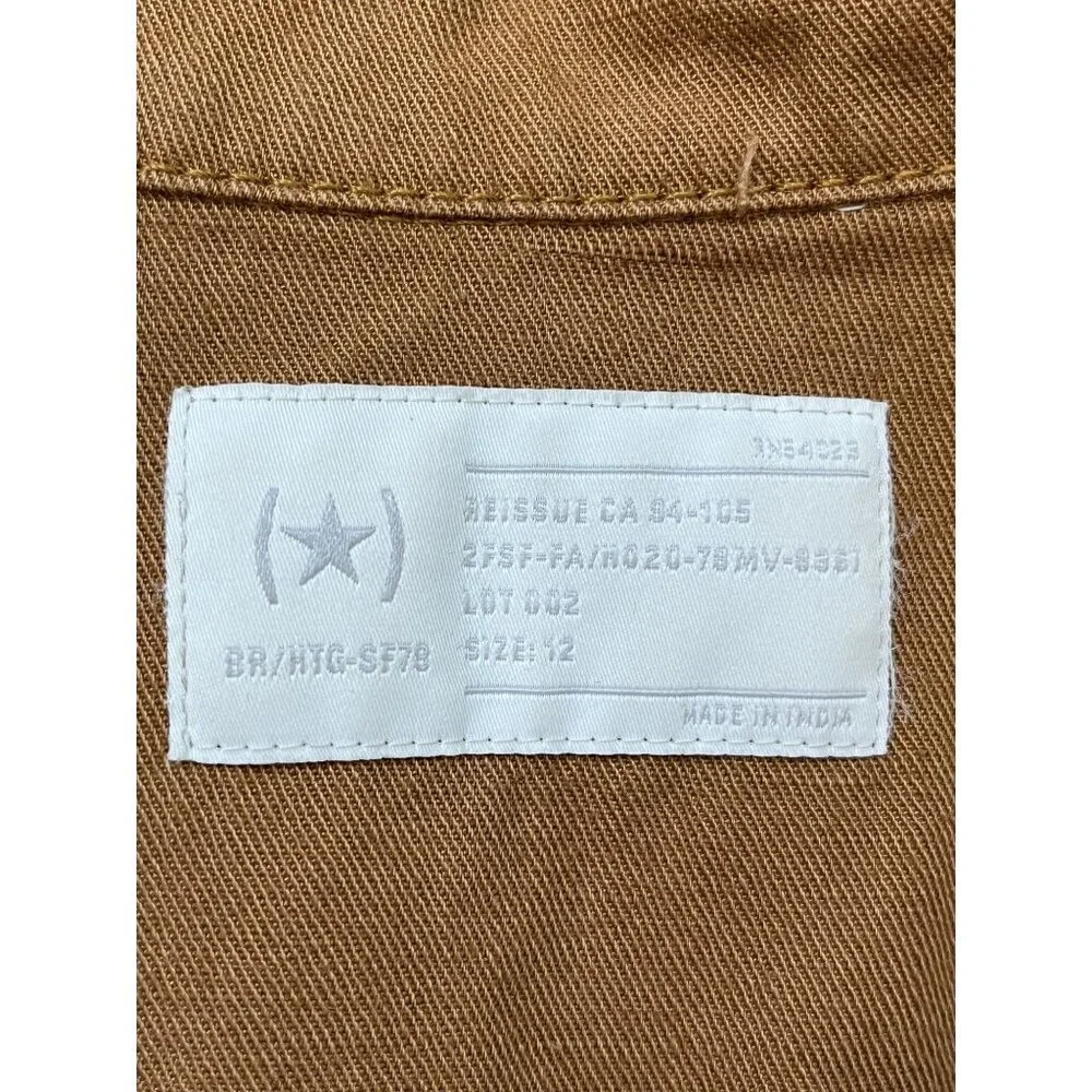 RE/DONE Cotton Linen Utility Boiler Jumpsuit Brown Size 12 Button Front